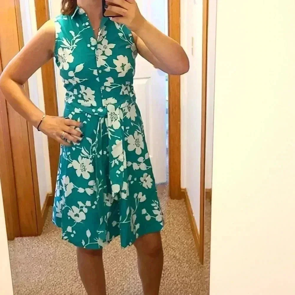 green button down dress